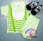 Green New born short and polo from 0 to 6 months