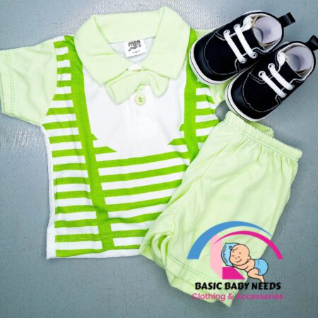 Green New born short and polo from 0 to 6 months